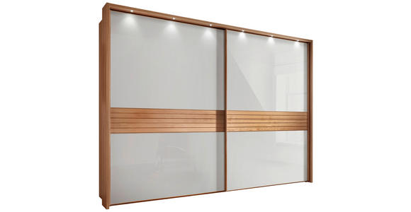 SCHWEBETÜRENSCHRANK 300/217/67 cm 2-türig  - Eichefarben/Weiß, Design, Glas/Holz (300/217/67cm) - Venda