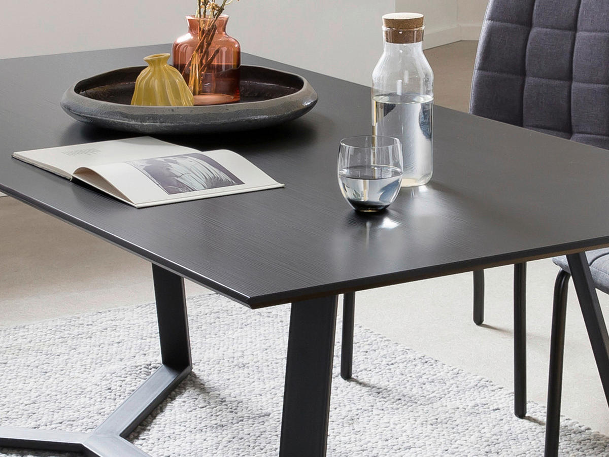 ESSTISCH rechteckig Schwarz, Dunkelgrau  - Dunkelgrau/Schwarz, Design, Holzwerkstoff/Metall (180/90/75cm) - Livetastic