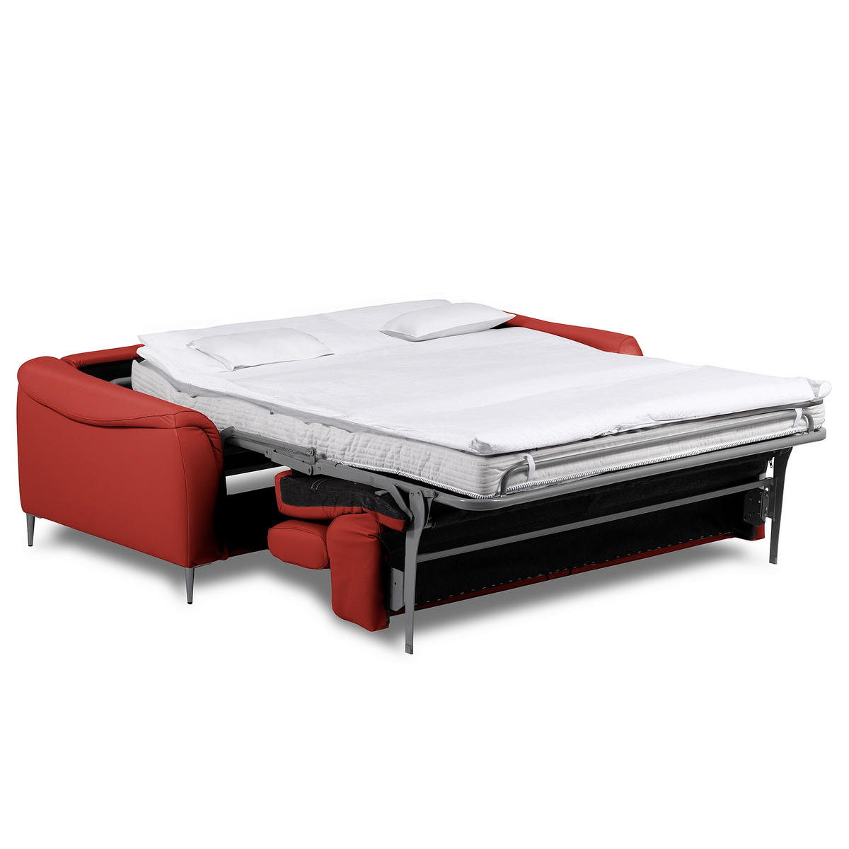 SCHLAFSOFA PAFOS Rot Echtleder Lederlook  - Rot/Schwarz, Design, Leder/Textil (203/77-98/103cm) - MID.YOU