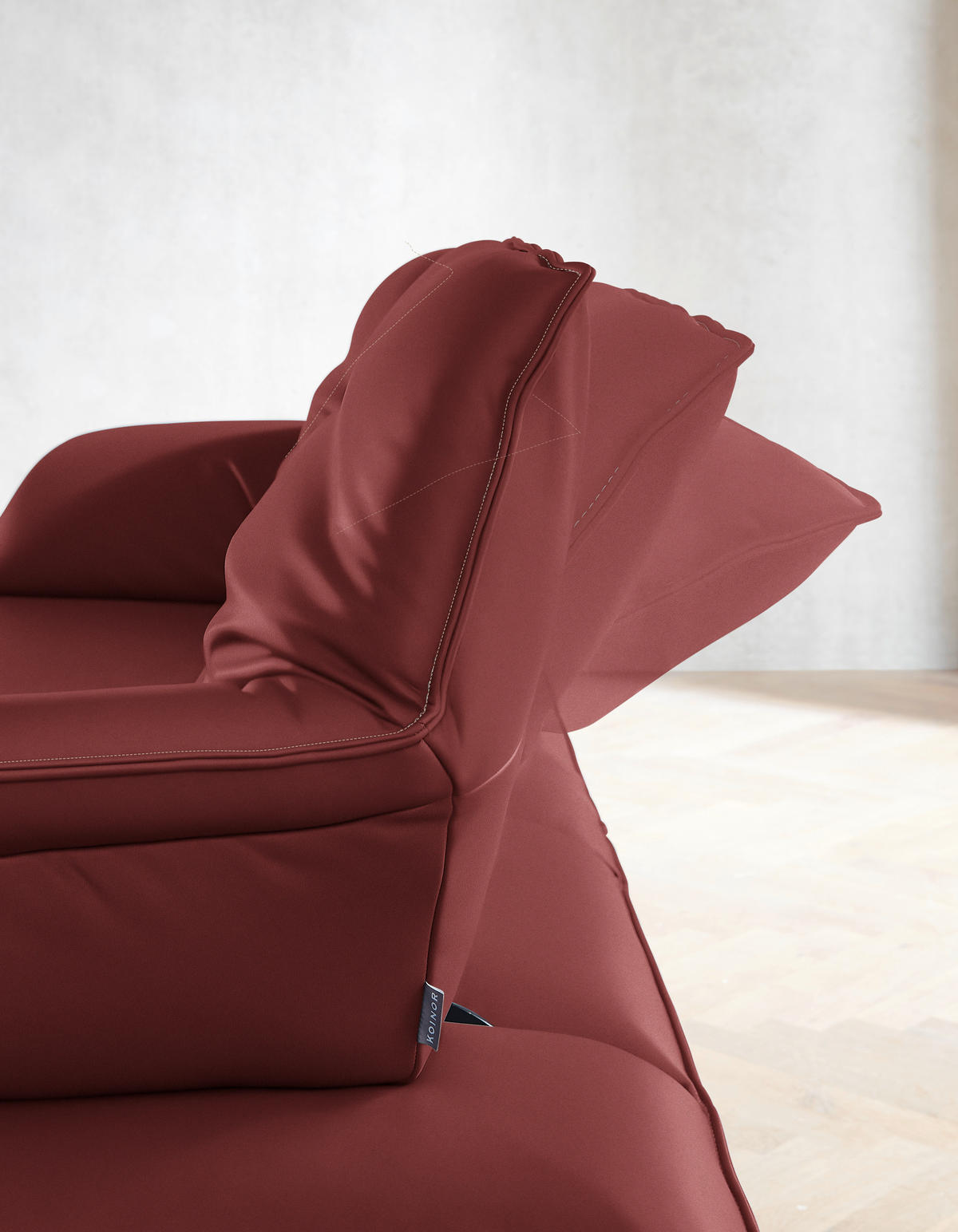 ECKSOFA in Echtleder Weinrot  169/252 cm  - Beige/Weinrot, Design, Leder/Metall (169/252cm) - Koinor