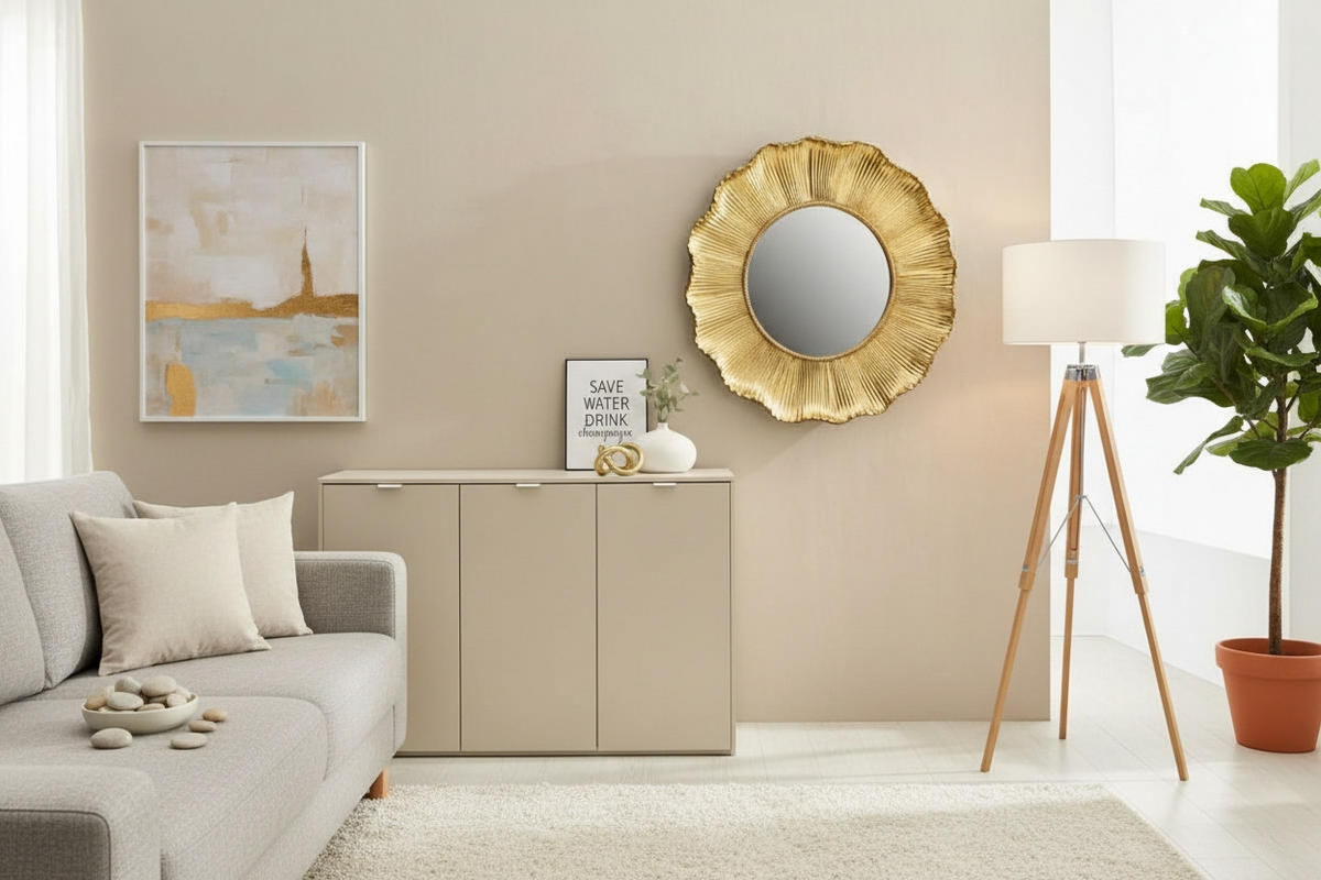 WANDSPIEGEL Goldfarben  - Goldfarben, Design, Glas/Holzwerkstoff (109/109/10cm) - Novel