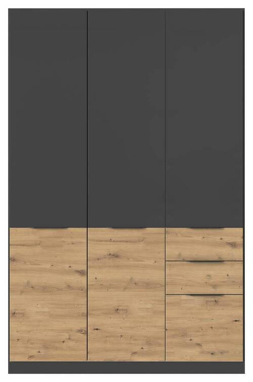 KLEIDERSCHRANK 136/210/54 cm 3-türig Grau, Eiche Artisan  - Eiche Artisan/Grau, KONVENTIONELL, Holzwerkstoff/Kunststoff (136/210/54cm) - James Wood