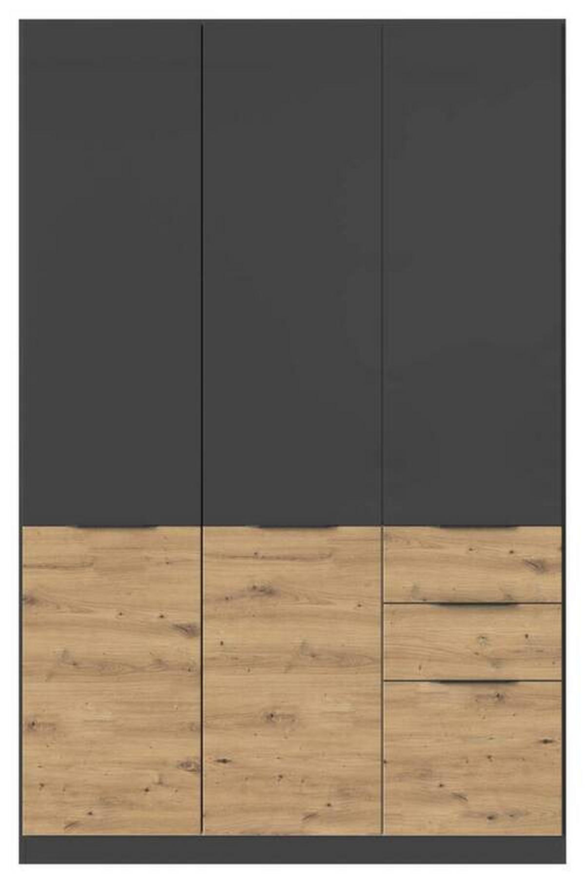 KLEIDERSCHRANK 136/210/54 cm 3-türig Grau, Eiche Artisan  - Eiche Artisan/Grau, KONVENTIONELL, Holzwerkstoff/Kunststoff (136/210/54cm) - James Wood