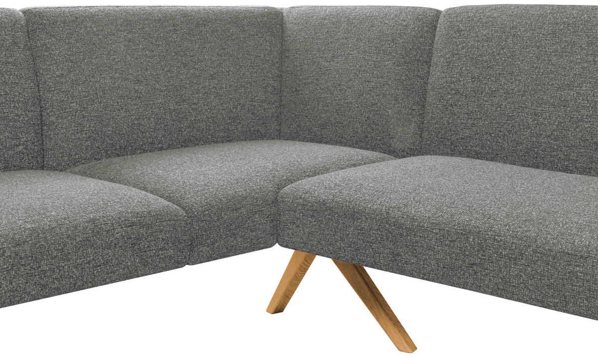 ECKBANK 172/218 cm Webstoff Grau Eiche vollmassiv   - Eichefarben/Grau, KONVENTIONELL, Holz/Textil (172/218cm) - Linea Natura