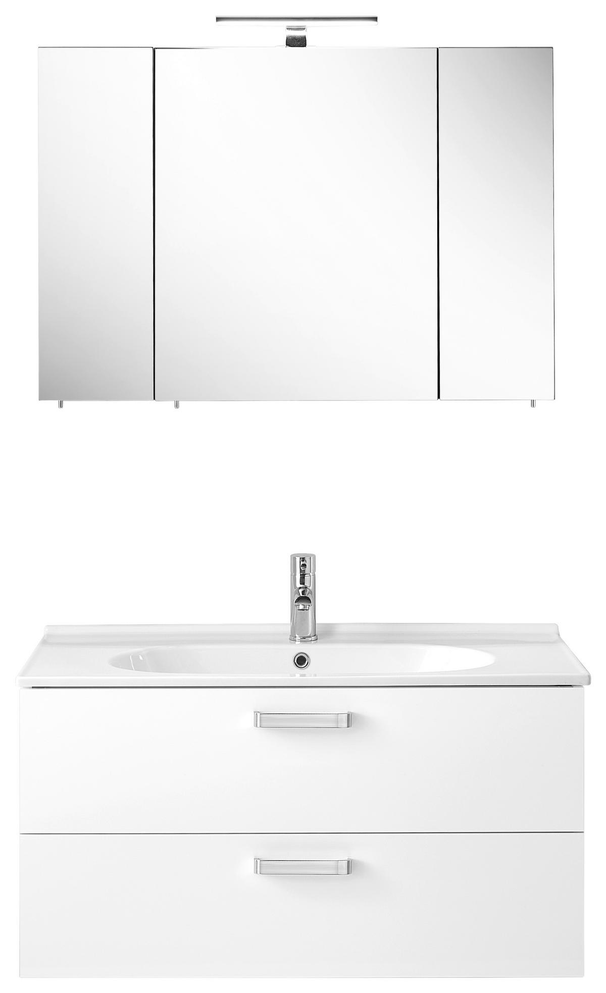 BADEZIMMER 3-teilig  in 100 cm  - Chromfarben/Weiß Hochglanz, Basics, Keramik/Holzwerkstoff (100cm) - Welnova