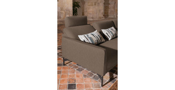 ECKSOFA in Flachgewebe, Struktur Braun  - Anthrazit/Braun, Design, Textil/Metall (254/230cm) - Ambiente