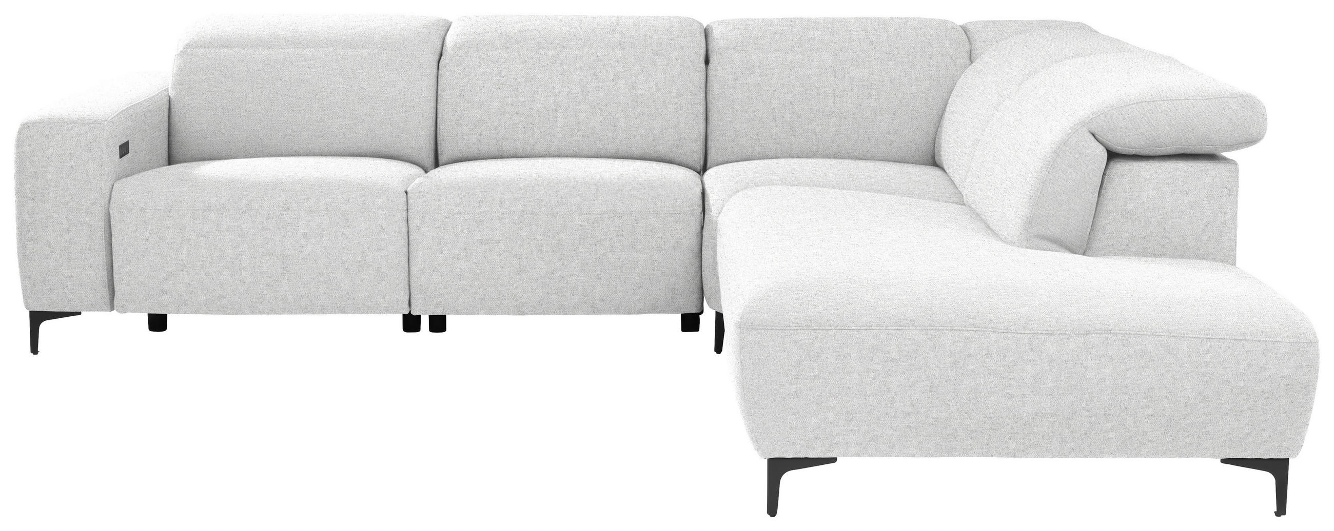 ECKSOFA Hellgrau Flachgewebe  - Hellgrau/Schwarz, Design, Textil/Metall (290/238cm) - Pure Home Lifestyle