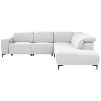 ECKSOFA Hellgrau Flachgewebe  - Hellgrau/Schwarz, Design, Textil/Metall (290/238cm) - Pure Home Lifestyle