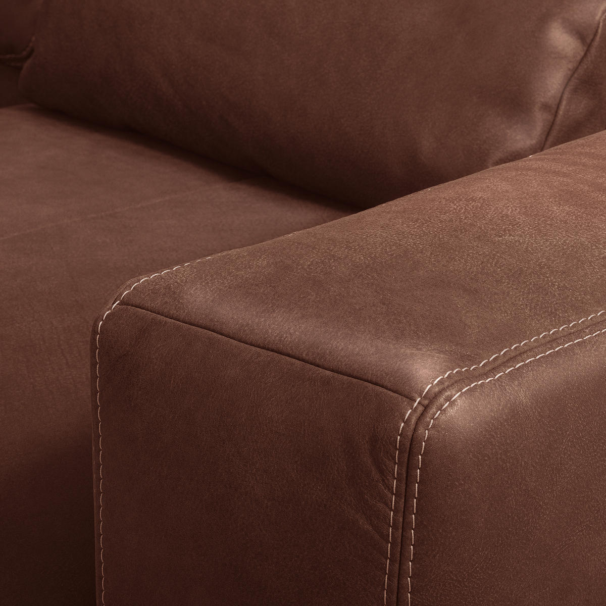 2-SITZER-SOFA  in Echtleder Braun   - Beige/Schwarz, Design, Leder/Kunststoff (240/85/123cm) - Livetastic