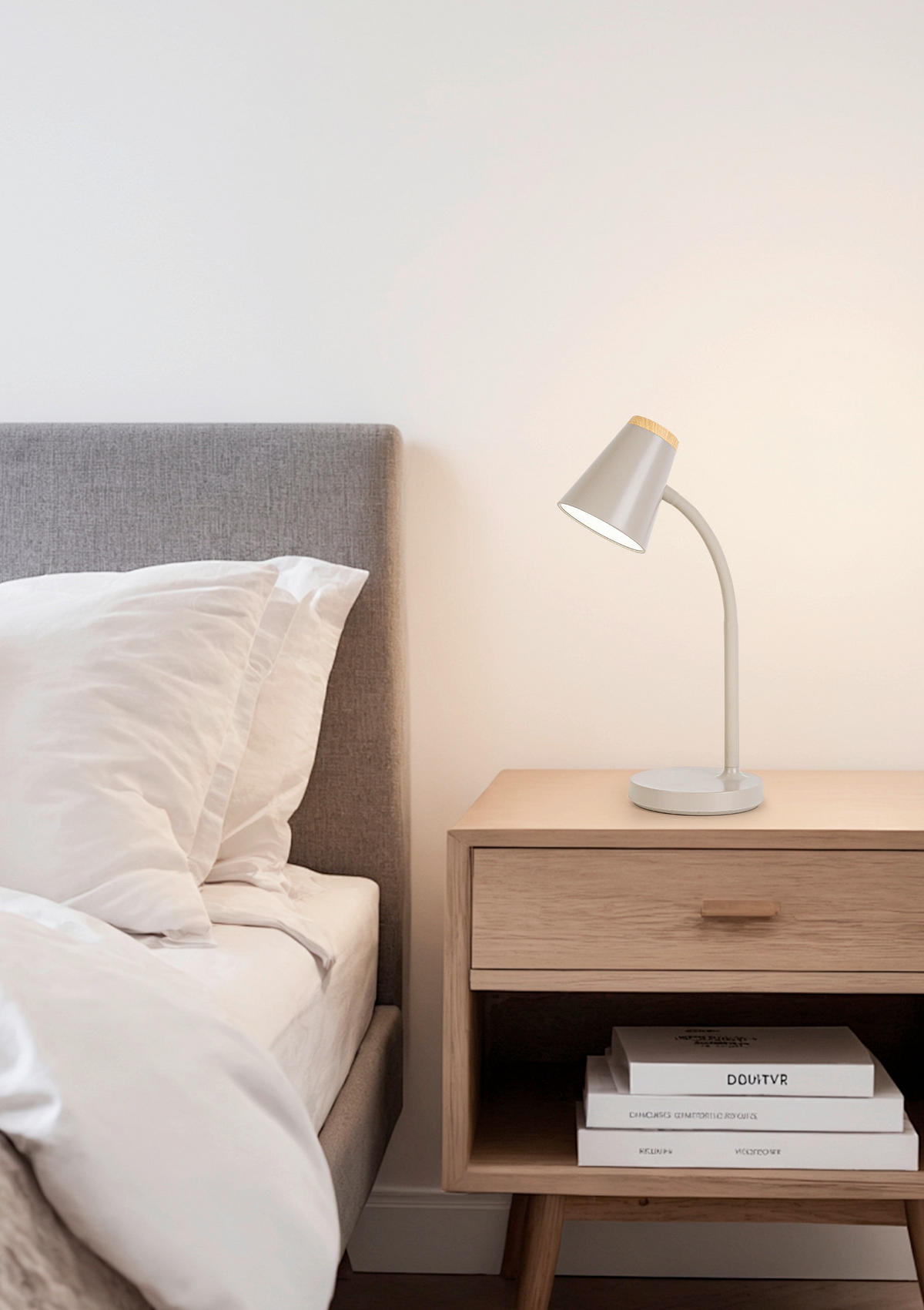 LED SVJETILJKA ZA PISAĆI STOL  - boje hrasta/boje pijeska, Basics, metal/plastika (42/13,2/13,2cm) - Boxxx