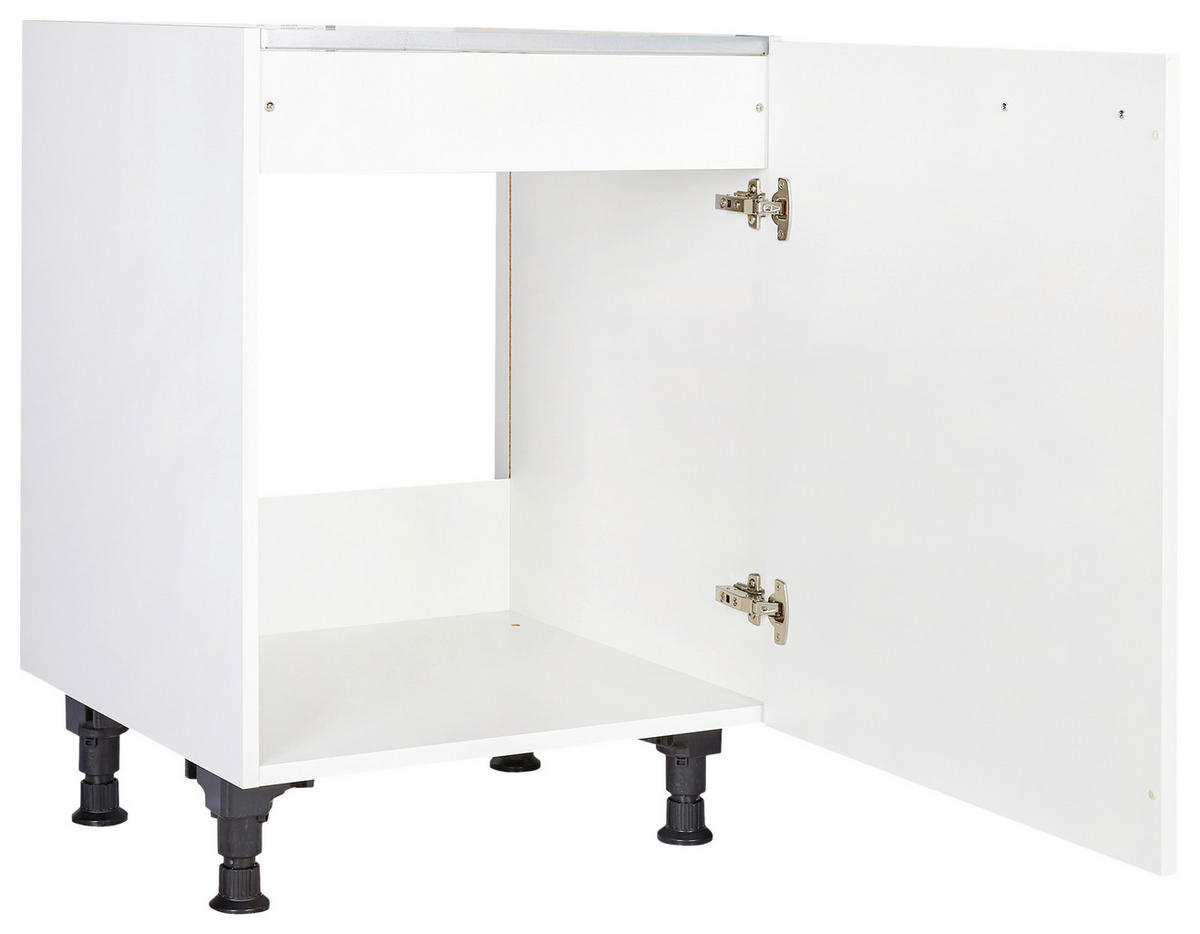 SPÜLENUNTERSCHRANK 60/87/56 cm  in Weiß  - Edelstahlfarben/Weiß, MODERN, Holzwerkstoff/Metall (60/87/56cm) - Nobilia