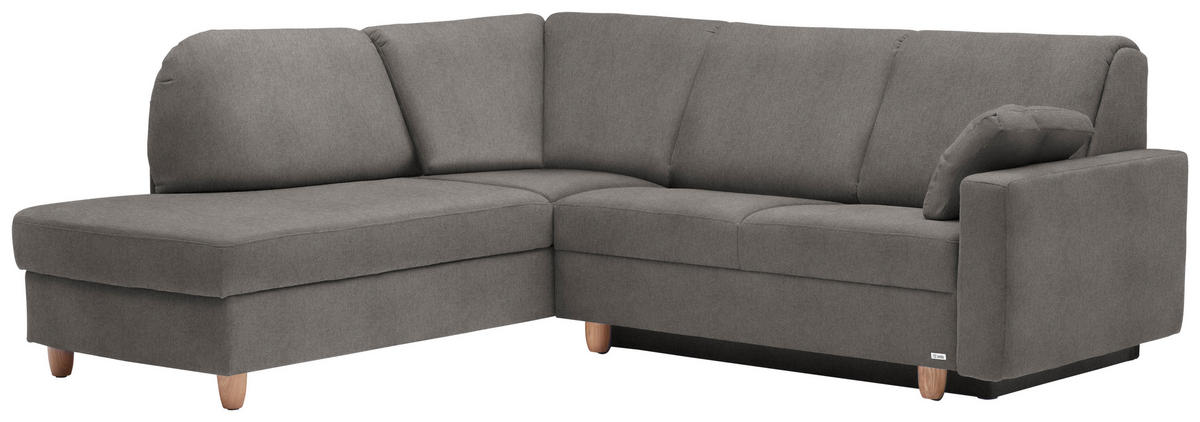 ECKSOFA in Flachgewebe Schlammfarben  208/227 cm  - Schlammfarben/Eichefarben, KONVENTIONELL, Holz/Textil (208/227cm) - Sedda
