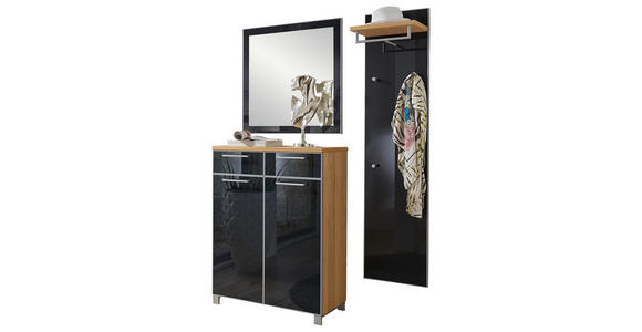 SCHUHSCHRANK 84/108/37 cm - Chromfarben/Eichefarben, Design, Glas/Holz (84/108/37cm) - Novel