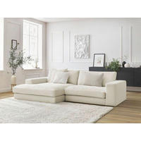 ECKSOFA  LEONARD Beige Cord  - Beige/Schwarz, MODERN, Kunststoff/Textil (159/234cm)
