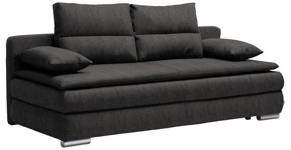 SCHLAFSOFA in Webstoff Dunkelgrau  - Dunkelgrau/Silberfarben, KONVENTIONELL, Kunststoff/Textil (207/94/90cm) - Venda