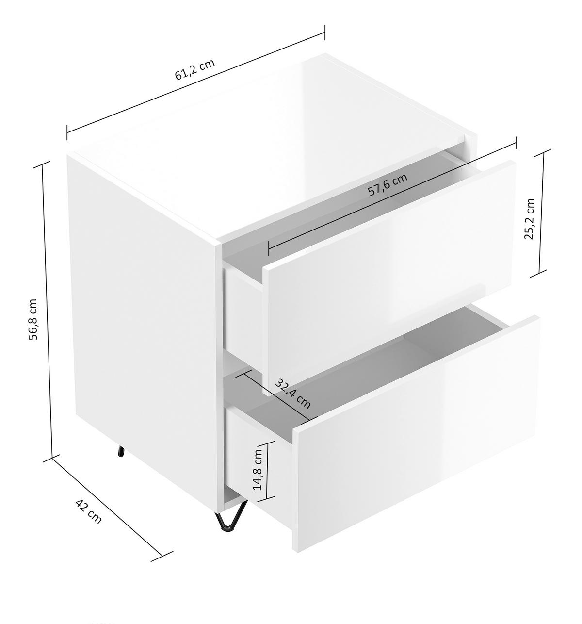 NACHTTISCH 61,2/65/42 cm  - Eichefarben/Graphitfarben, Basics, Holzwerkstoff/Metall (61,2/65/42cm) - MID.YOU