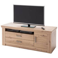 MEDIABÄNK i ekfärgad  - nickelfärgad/ekfärgad, Design, metall/trämaterial (144/60/55cm) - Livetastic