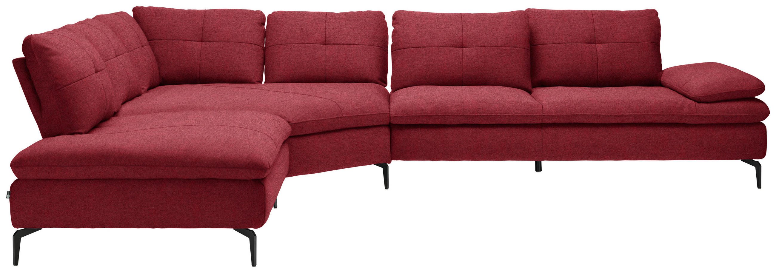 ECKSOFA in Flachgewebe Bordeaux  271/344 cm  - Bordeaux/Schwarz, Design, Textil/Metall (271/344cm) - Chilliano