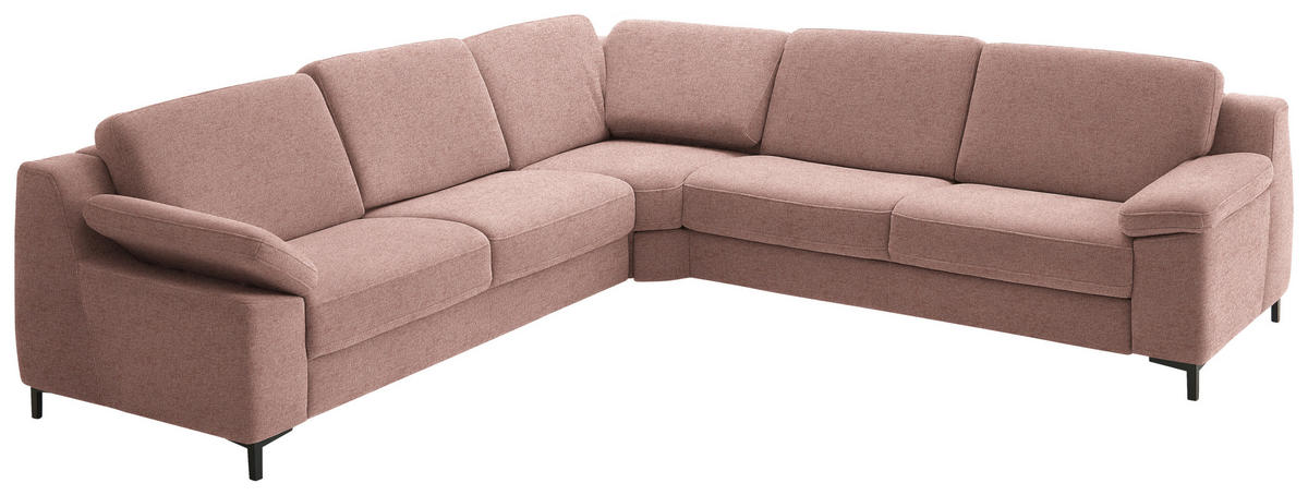 ECKSOFA in Chenille Altrosa  278/278 cm  - Schwarz/Altrosa, Design, Textil/Metall (278/278cm) - Valdera