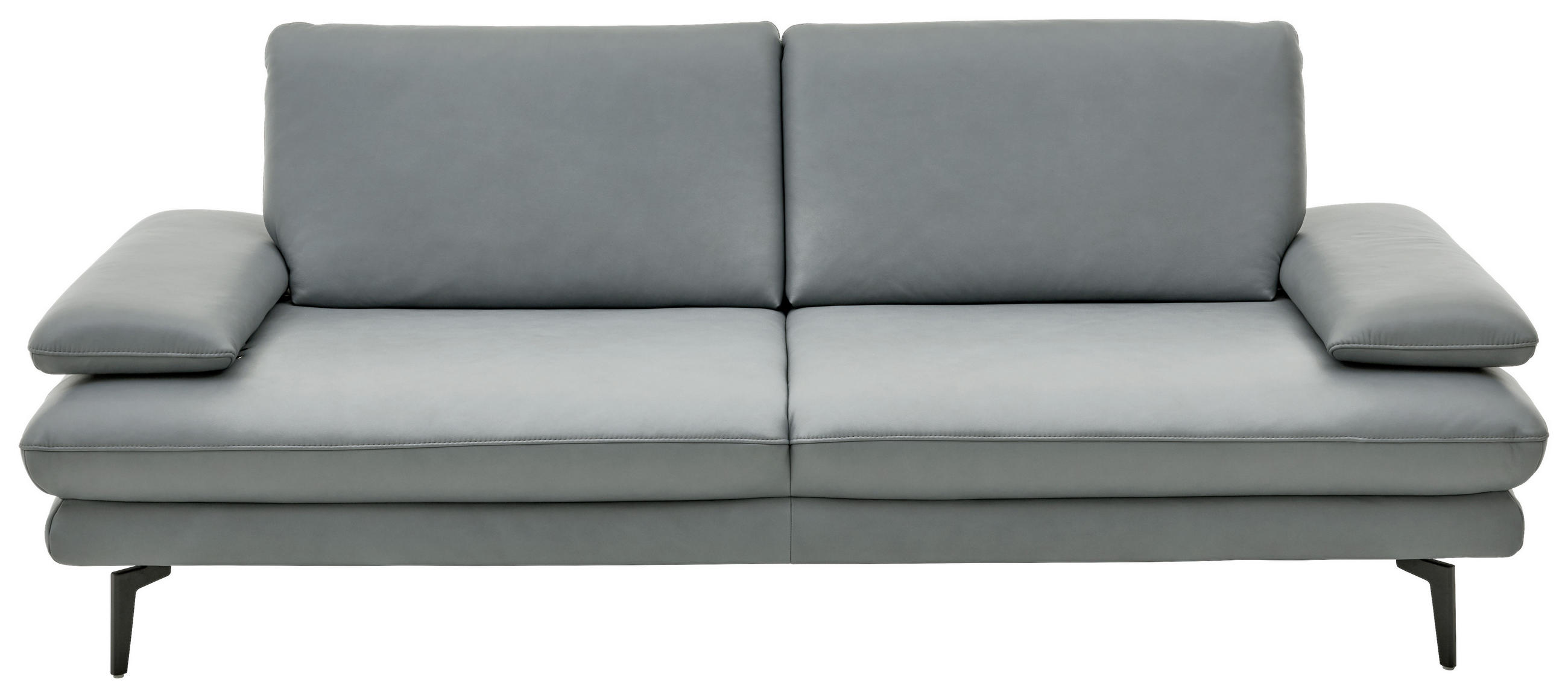 DREISITZER-SOFA Echtleder Grau - Schwarz/Grau, Design, Leder/Metall (222/86/104cm) - Dieter Knoll