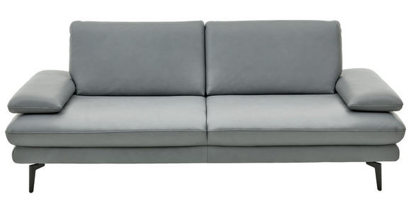 3-SITZER-SOFA Grau Echtleder  - Schwarz/Grau, Design, Leder/Metall (222/86/104cm) - Dieter Knoll