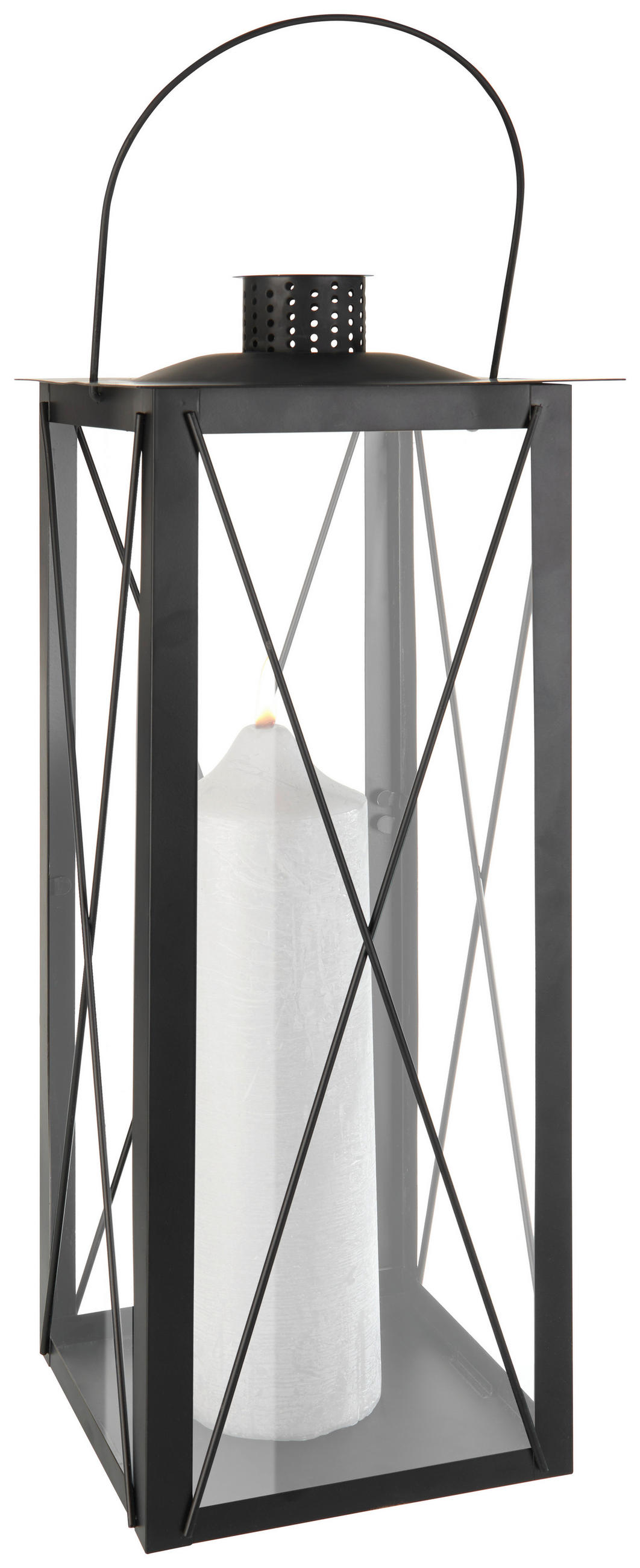 LATERNE - Schwarz, Basics, Glas/Metall (23/60/23cm) - Ambia Home
