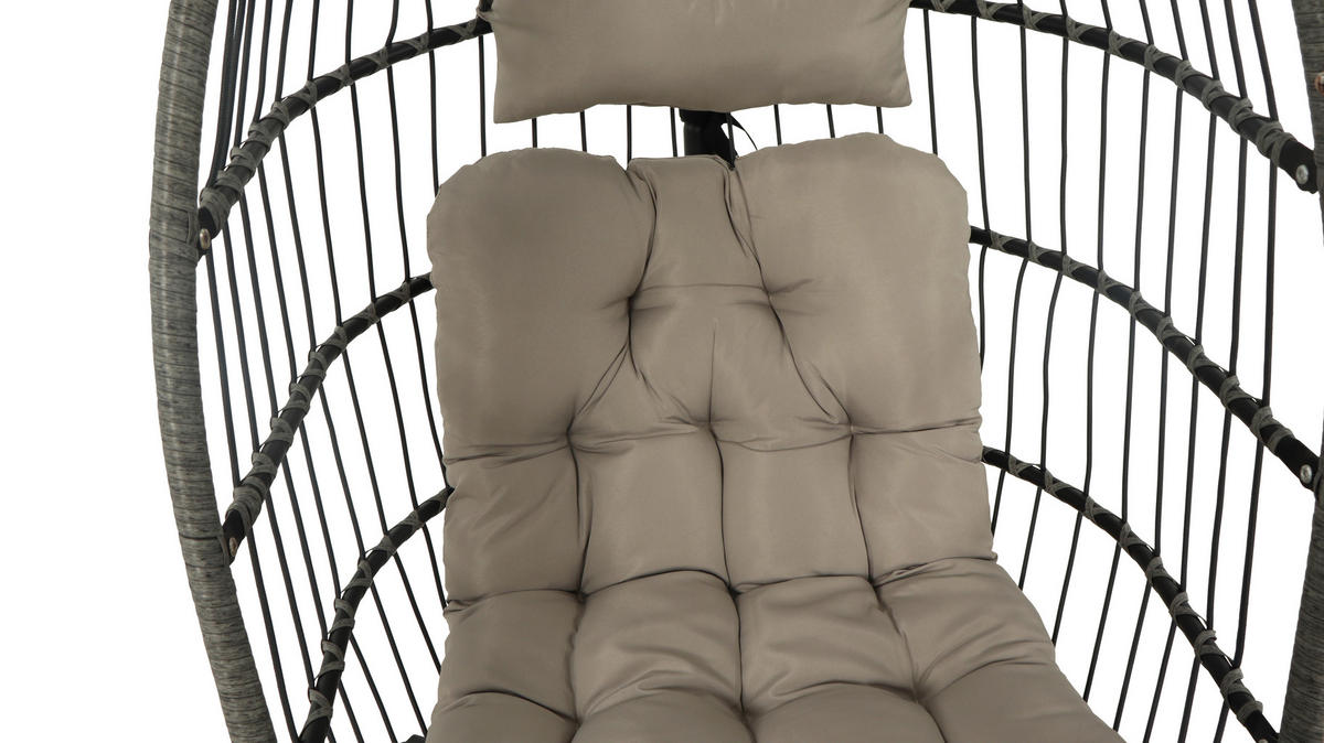 HÄNGESESSEL 100/198/100 cm Eisen  - Schwarz/Grau, Design, Kunststoff/Textil (100/198/100cm) - Ambia Garden