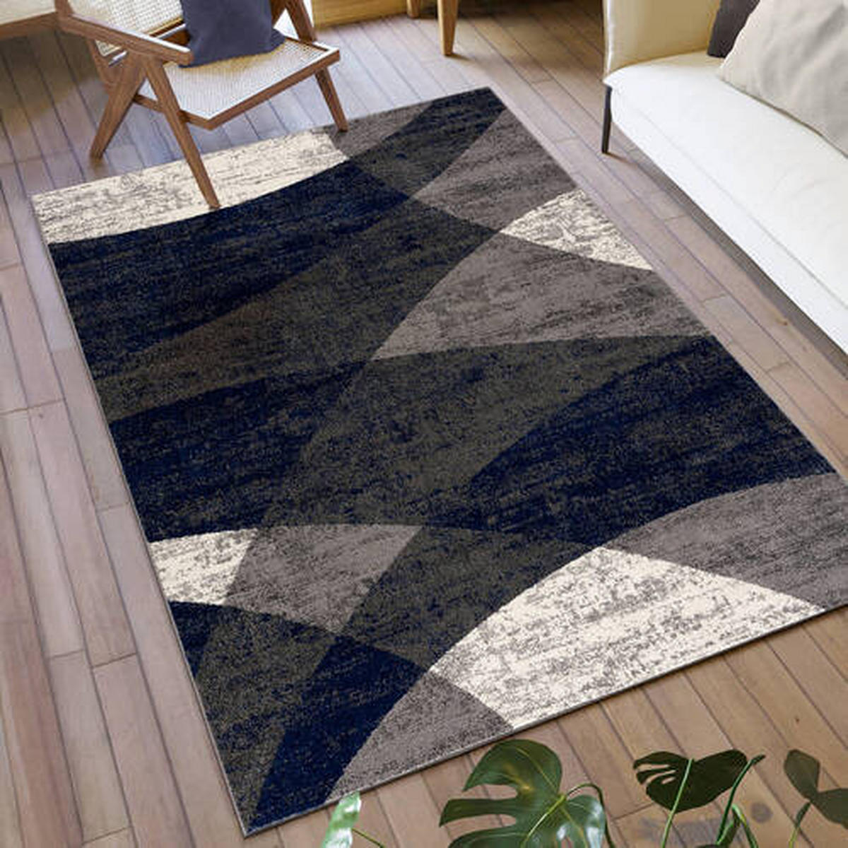 VINTAGE PREPROGA  200/290 cm  tkano  krem barve, siva, sivomodra  - siva/sivomodra, Design, tekstil (200/290cm)