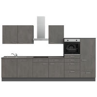 KÜCHENBLOCK 360 cm   in Schieferfarben  - Schieferfarben/Edelstahlfarben, MODERN, Holzwerkstoff/Metall (360cm) - Nobilia