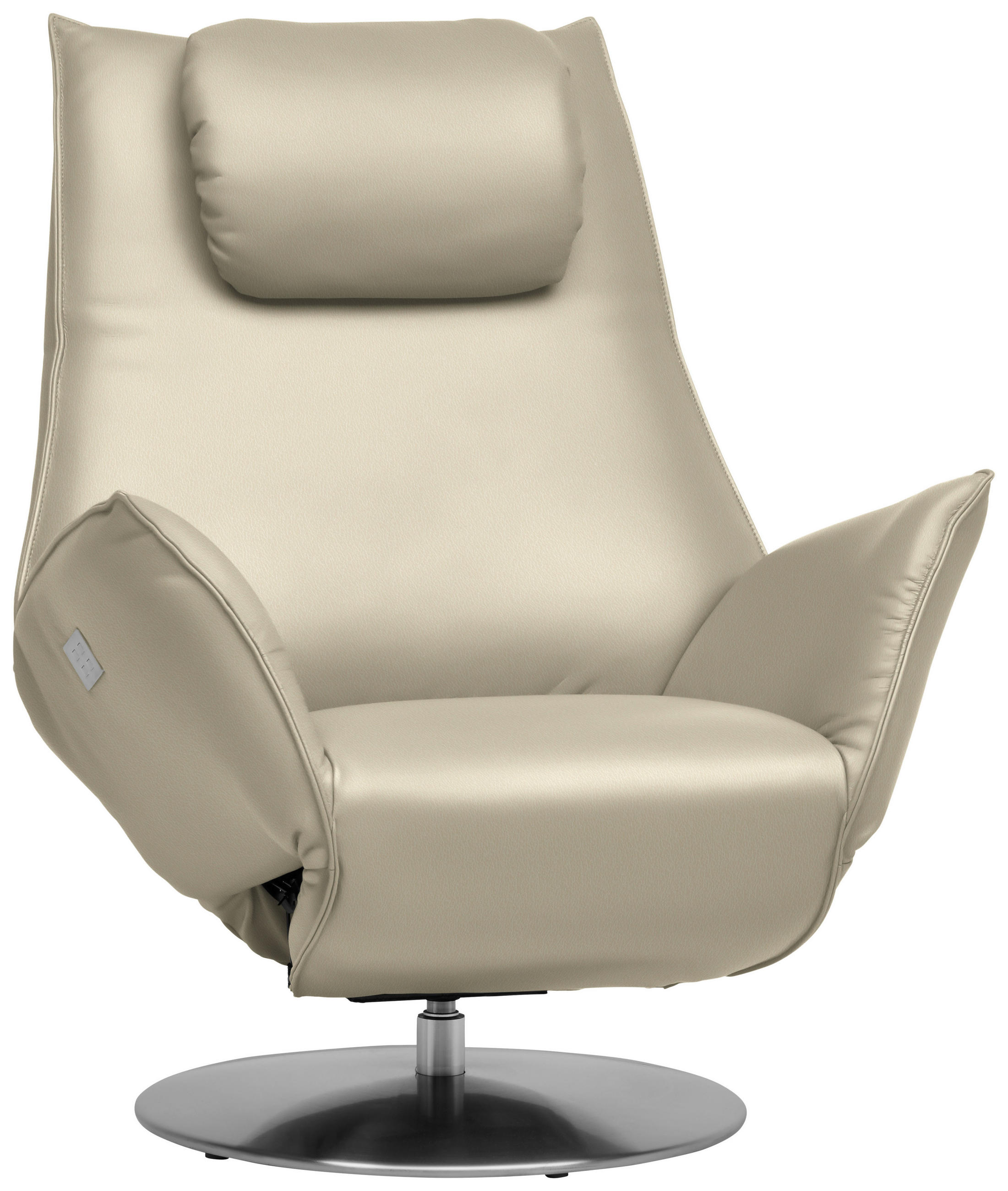 RELAXSESSEL in Leder Ecru  - Ecru/Edelstahlfarben, Design, Leder/Metall (92/79/90cm) - Koinor