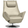 RELAXSESSEL in Leder Ecru  - Ecru/Edelstahlfarben, Design, Leder/Metall (92/79/90cm) - Koinor