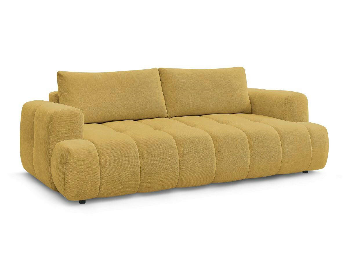 SCHLAFSOFA FUJI Leinenoptik Gelb  inkl.  - Gelb/Schwarz, MODERN, Kunststoff/Textil (251/113/88cm)