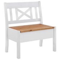 SITZBANK 84/93/58 cm Weiß, Laugenfarbig Kiefer massiv  - Laugenfarbig/Weiß, ROMANTIK / LANDHAUS, Holz (84/93/58cm) - Boxxx