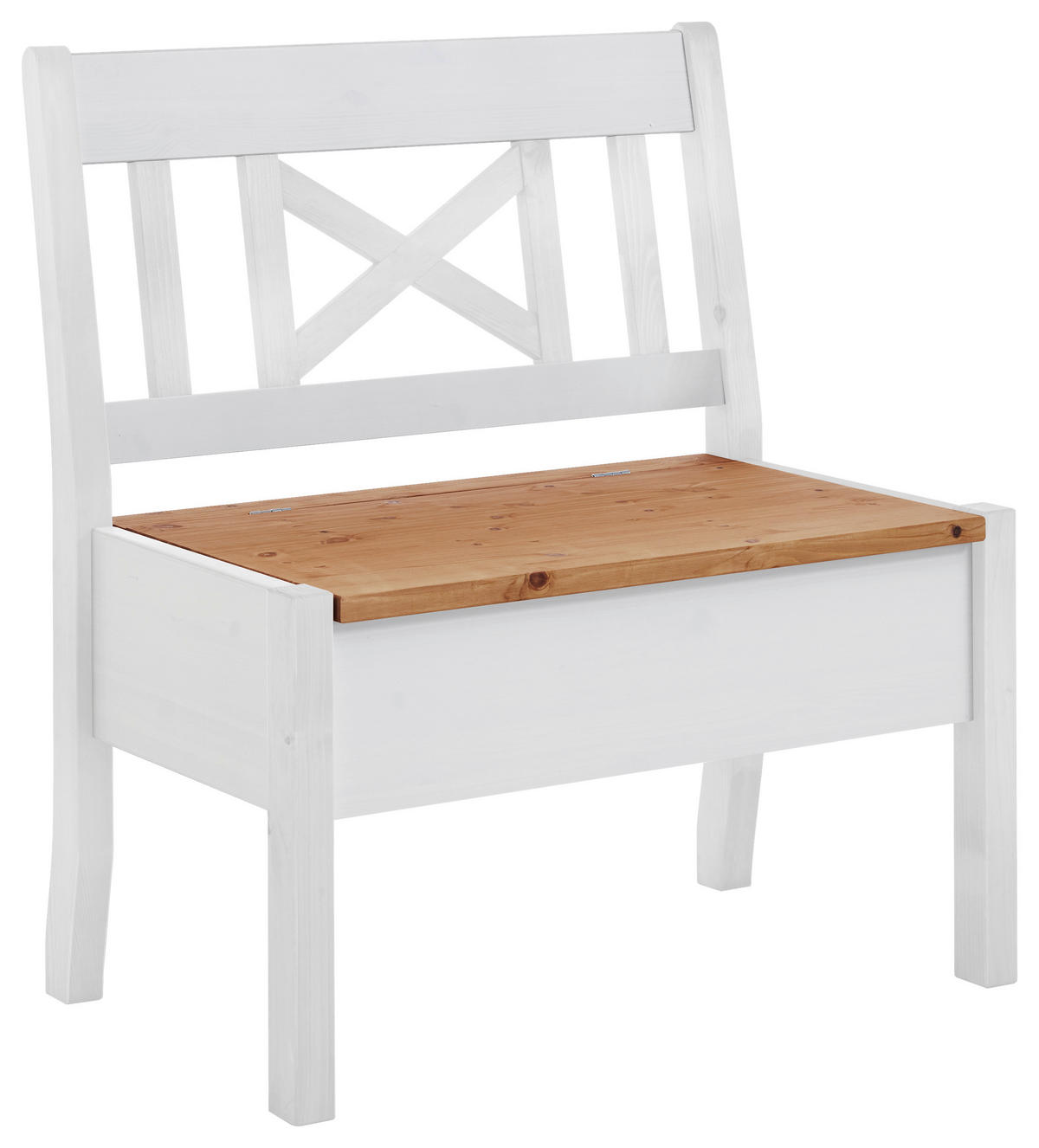 SITZBANK 84/93/58 cm Weiß, Laugenfarbig Kiefer massiv  - Laugenfarbig/Weiß, ROMANTIK / LANDHAUS, Holz (84/93/58cm) - Boxxx