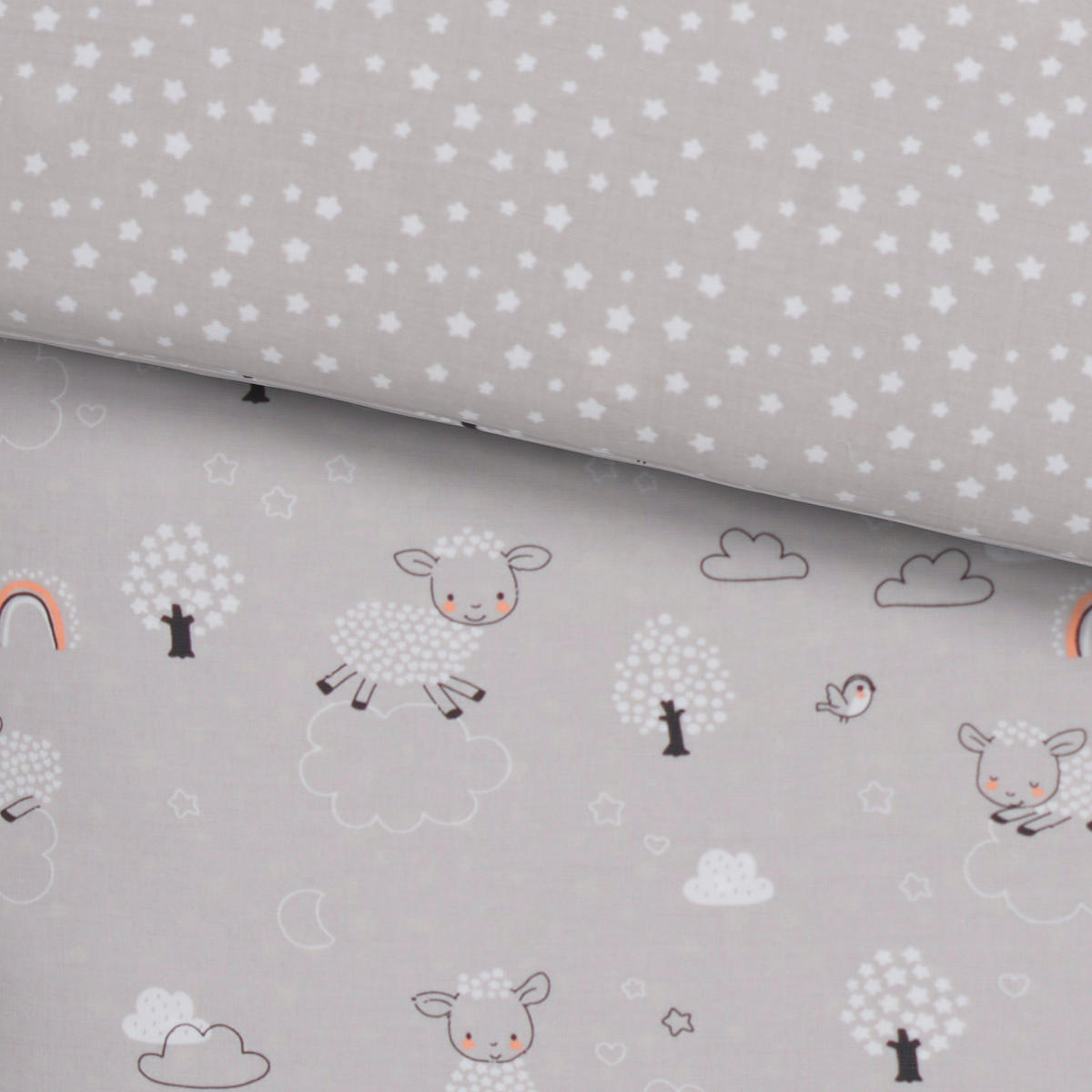RÁCSOS KISÁGY SZETT 4 részes Cozy Sheep  - natúr/fehér, Basics, textil (100/140/160cm) - Patinio