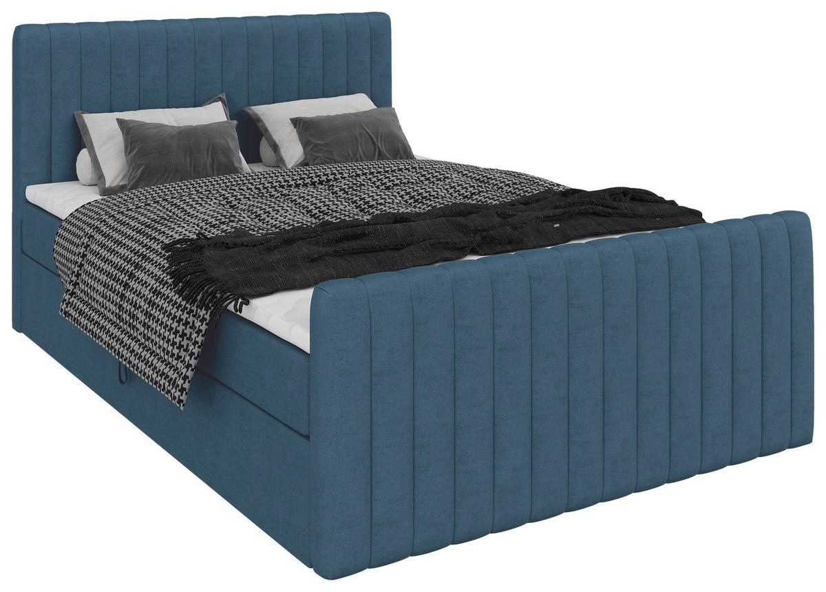 BOXBETT 140/200 cm  Blau  - Blau/Schwarz, Basics, Kunststoff/Textil (140/200cm) - Carryhome