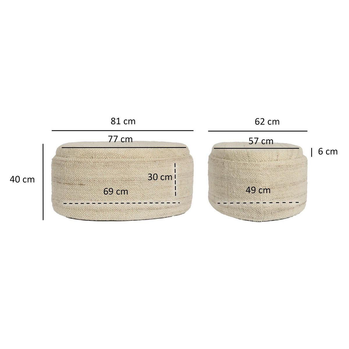 HOCKER Beige  - Beige, Design, Textil (81/40/62cm) - MID.YOU