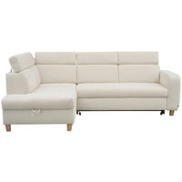 ECKSOFA in Samt Weiß  - Weiß, Natur, Holz/Textil (206/261cm) - Venda