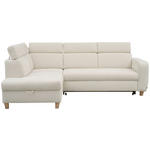 ECKSOFA inkl. Funktionen Weiß Samt  - Weiß, Natur, Holz/Textil (206/261cm) - Venda
