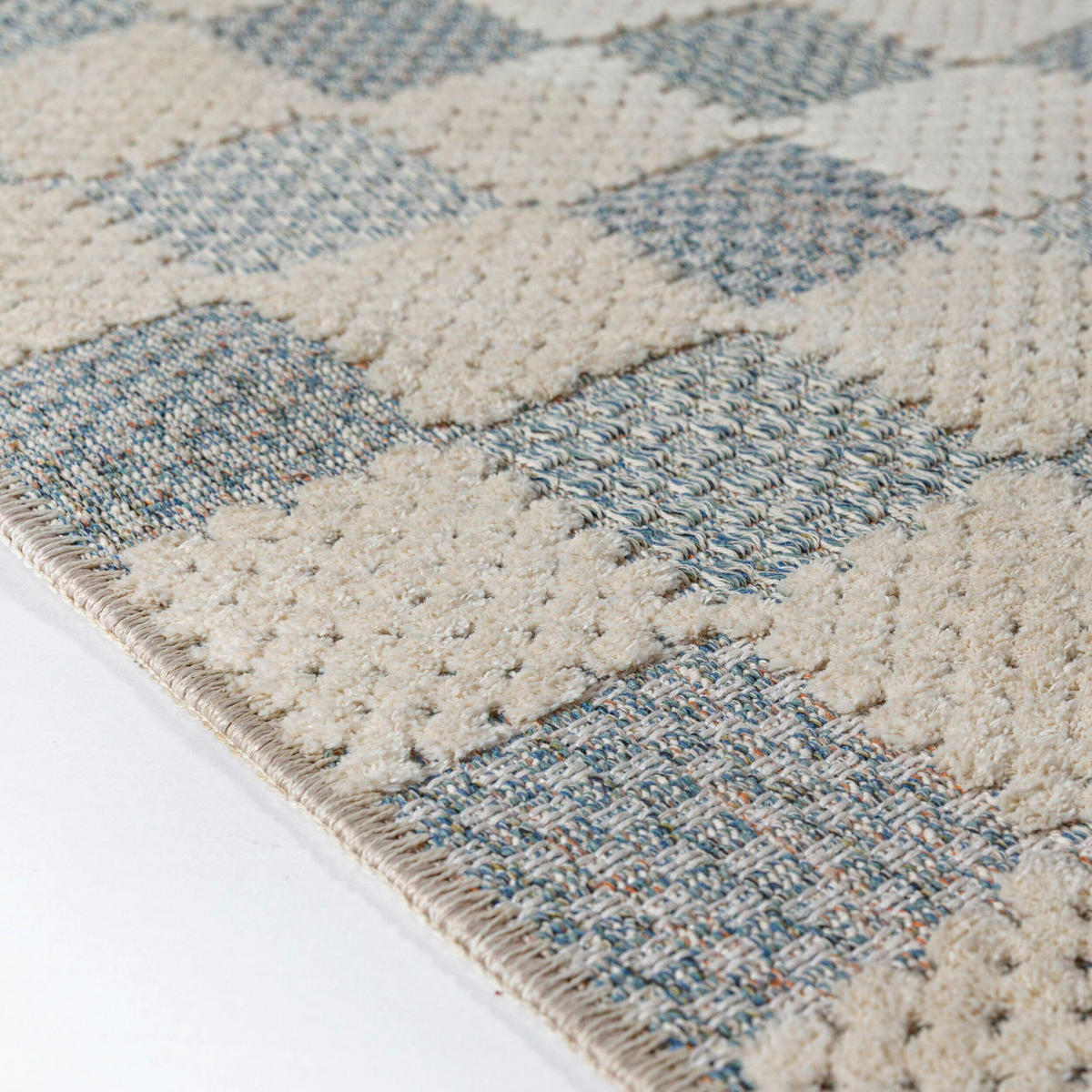 FLACHWEBETEPPICH  Wohnzimmer 155/230 cm Muted Checkerboard Blau rechteckig  - Blau, Basics, Kunststoff/Textil (155/230cm) - Flair Rugs