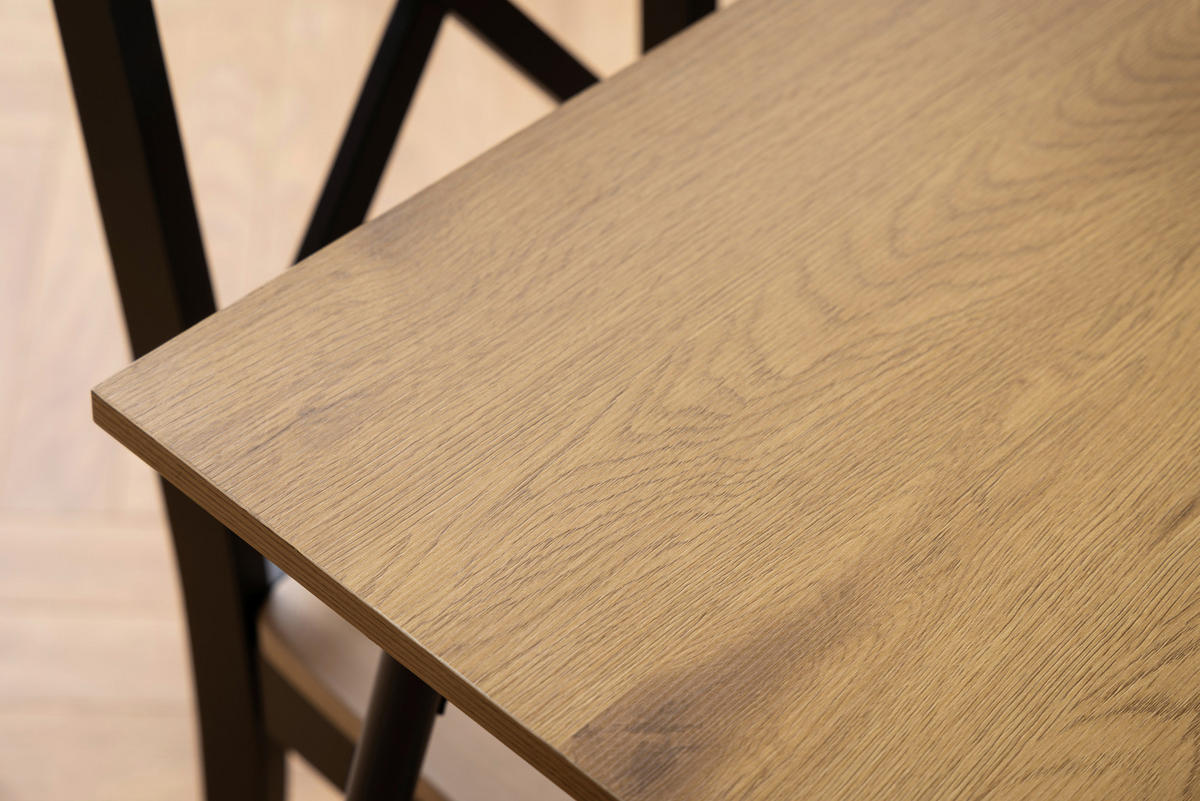 ESSTISCH in Metall, Holzwerkstoff   - Eichefarben/Schwarz, Design, Holzwerkstoff/Metall (120/75/80cm) - MID.YOU