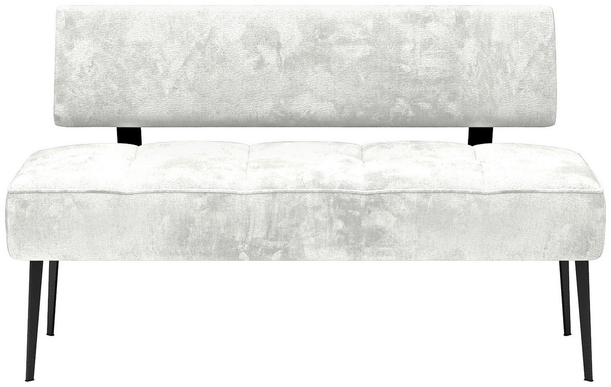 SITZBANK 162/90/65 cm Webstoff Weiß Metall  - Schwarz/Weiß, MODERN, Textil/Metall (162/90/65cm) - Welnova