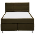 BOXSPRINGBETT 140/200 cm  in Olivgrün  - Alufarben/Olivgrün, KONVENTIONELL, Textil/Metall (140/200cm) - Dieter Knoll