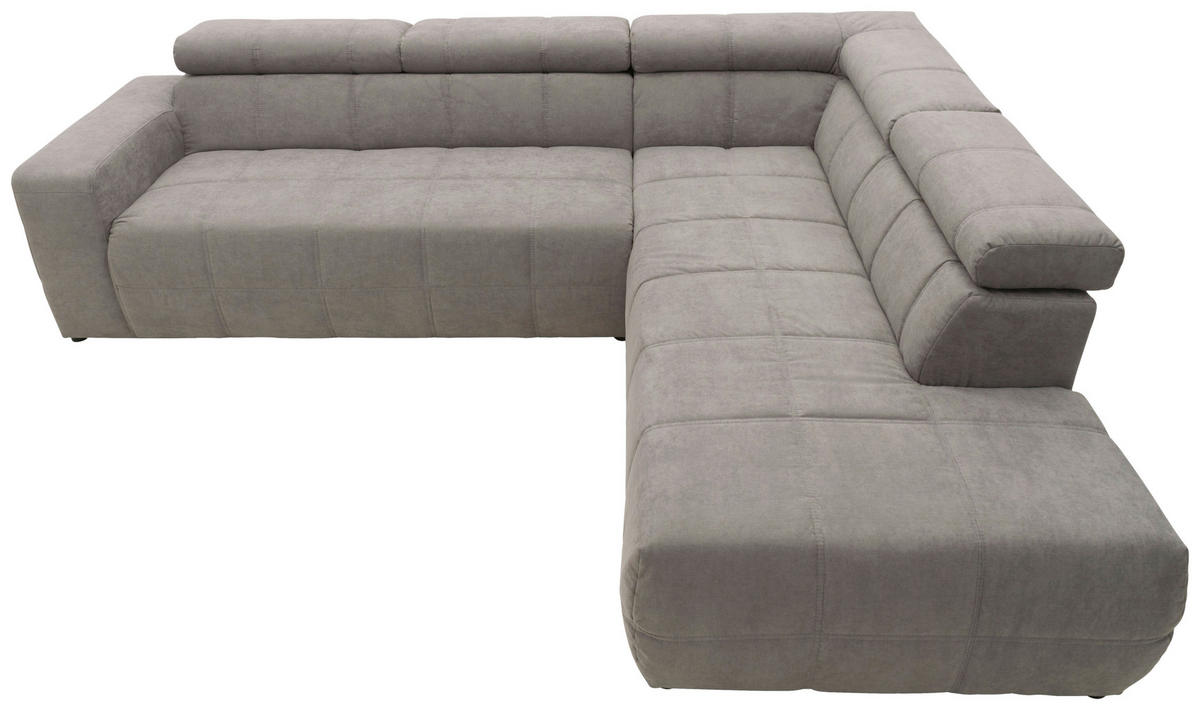 ECKSOFA in Mikrofaser Silberfarben  275/228 cm  - Silberfarben/Schwarz, Design, Kunststoff/Textil (275/228cm) - MID.YOU