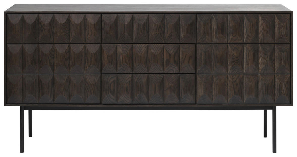 SIDEBOARD LATINA SIDEBOARD 3 SECTION  in 160/79/45 cm  - Dunkelbraun/Schwarz, MODERN, Holzwerkstoff/Metall (160/79/45cm) - Carryhome