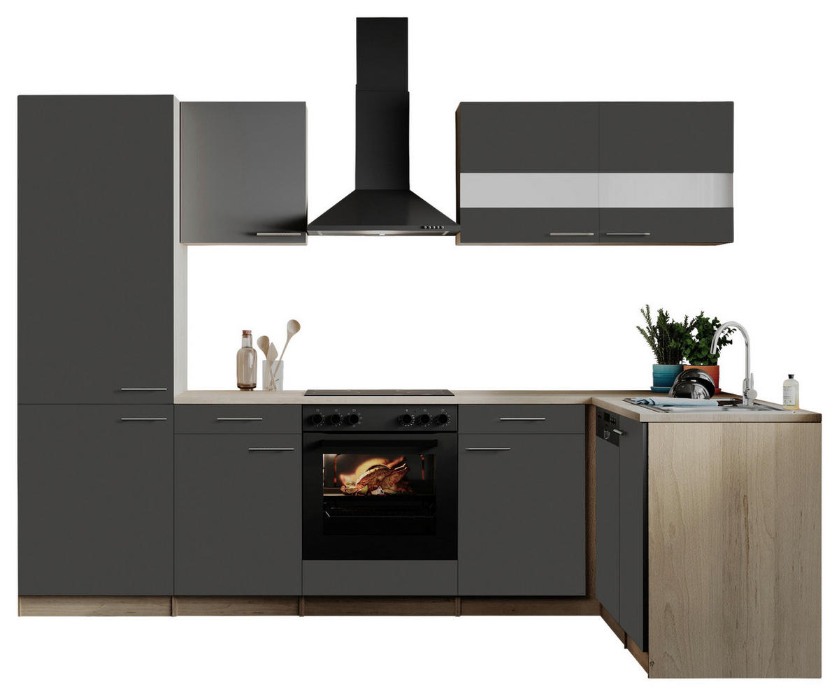 HÖRNKÖK 280/172 cm  i grå  - stålfärgad/grå, Basics, metall/trämaterial (280/172cm) - Respekta