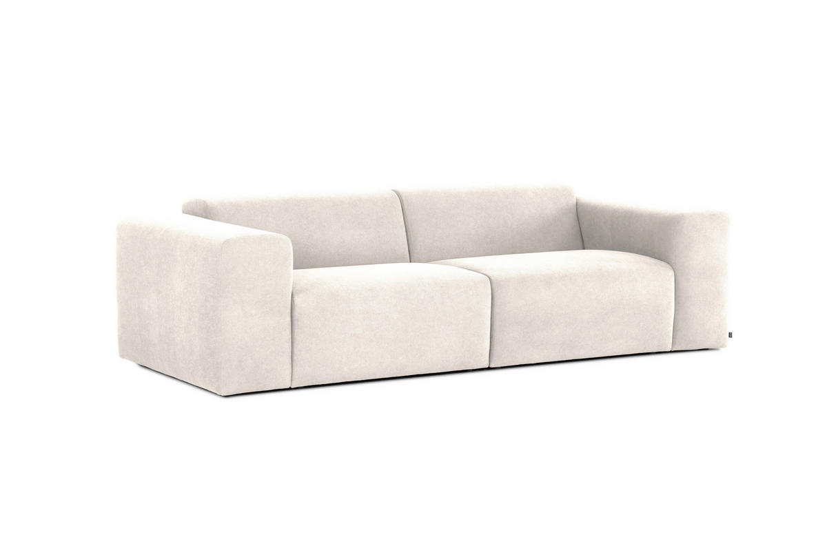 3-SITZER-SOFA MANNE Struktur Beige  - Beige/Schwarz, Design, Kunststoff/Textil (266/76/116cm) - MID.YOU