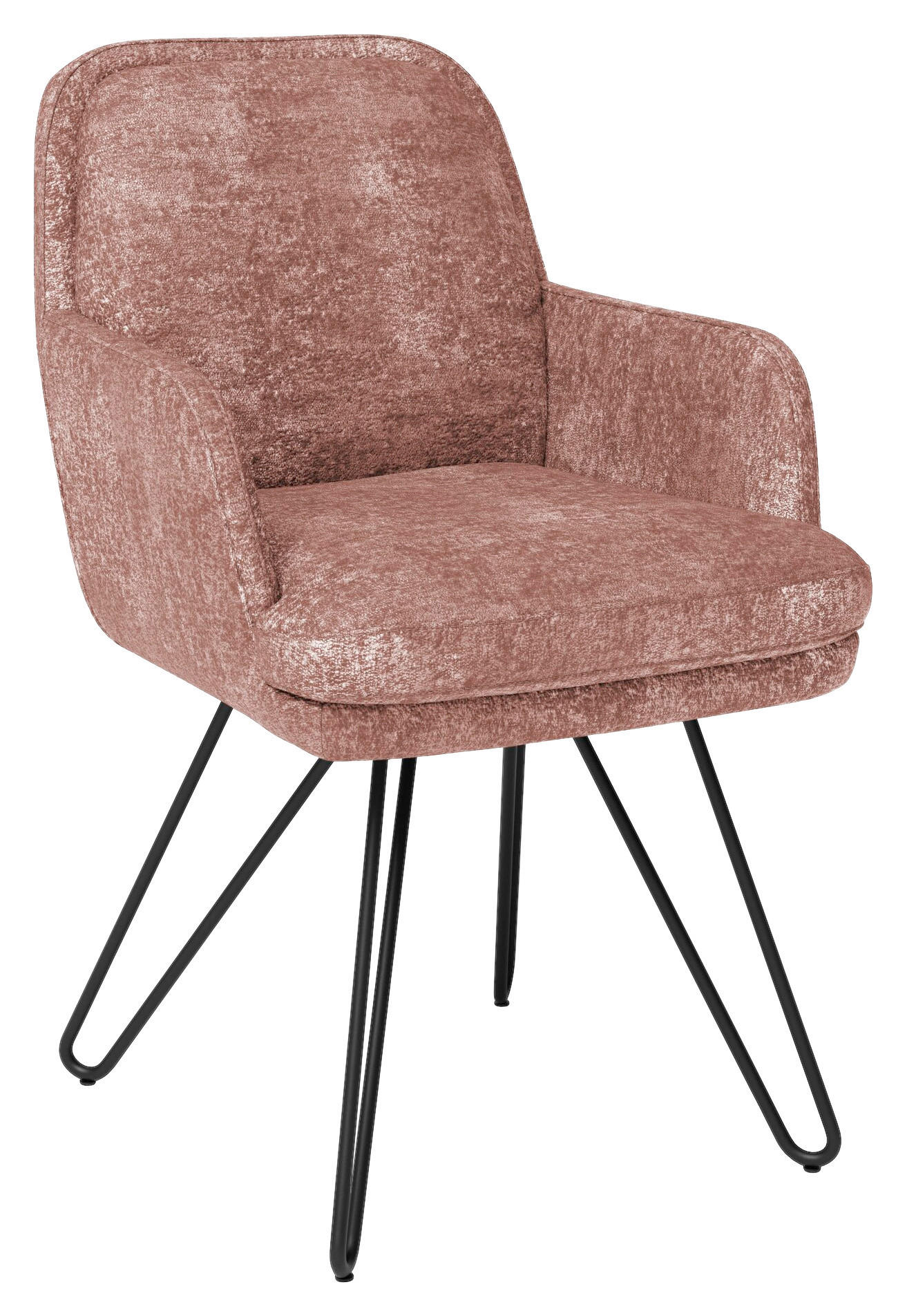 ARMLEHNSTUHL  in Chenille  - Schwarz/Altrosa, Design, Textil/Metall (58/89/68cm) - Joop!