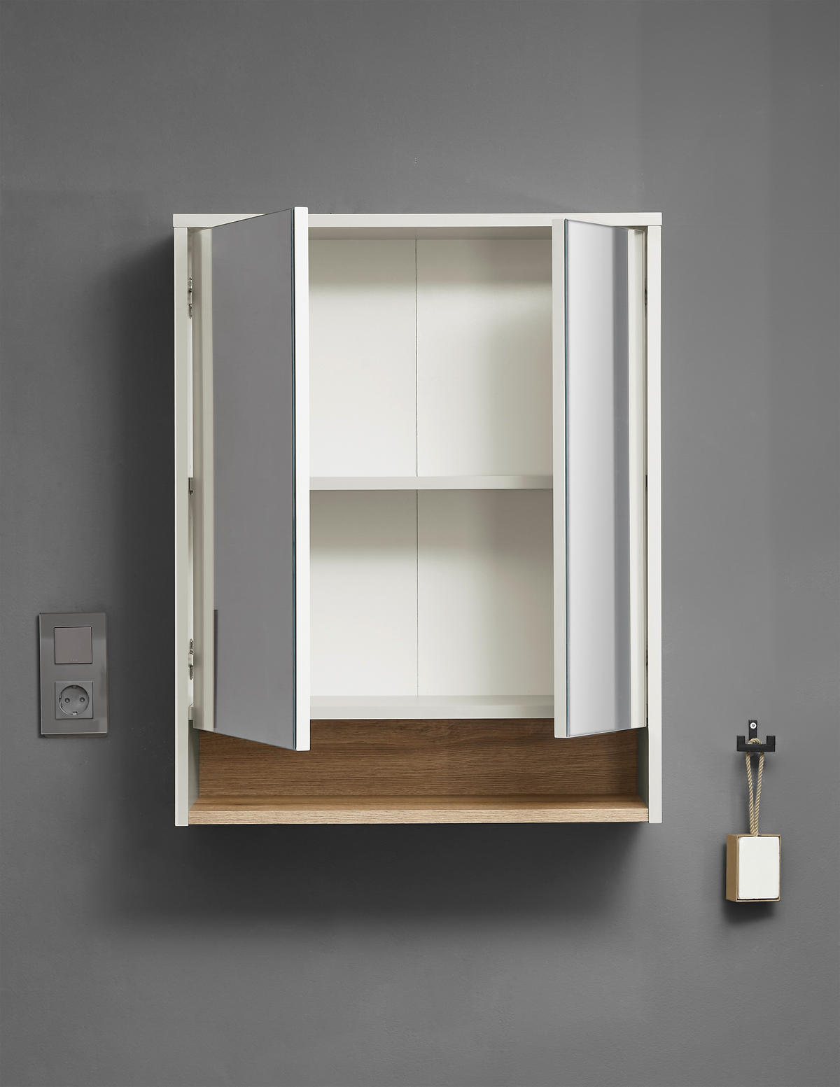 SPIEGELSCHRANK 60/75/22 cm  - Kaschmir/Eichefarben, MODERN, Glas/Holzwerkstoff (60/75/22cm) - MID.YOU