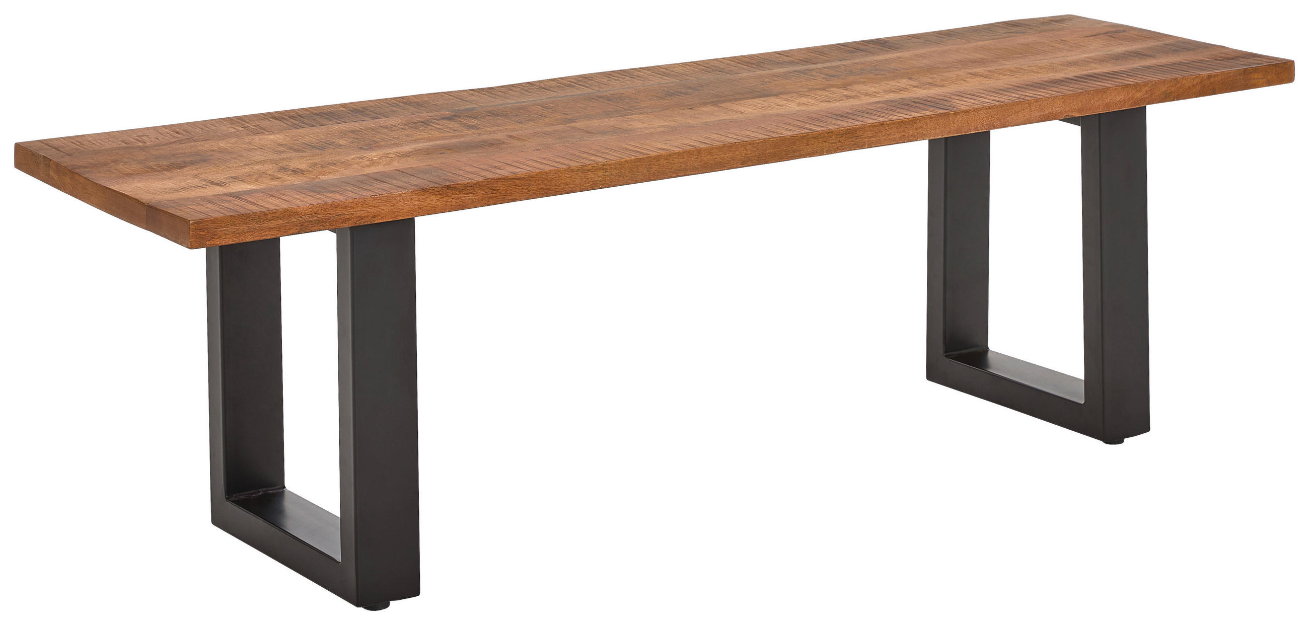 SITZBANK 160/45/45 cm Naturfarben Mangoholz vollmassiv Metall  - Schwarz/Naturfarben, LIFESTYLE, Holz/Metall (160/45/45cm) - Landscape